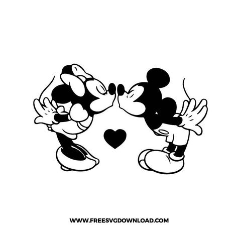 Kissing Silhouette, Mickey And Minnie Tattoos, Minnie Tattoo, Disney Svgs, Kiss Svg, Mickey And Minnie Kissing, Mickey And Minnie Love, Valentine Svg Files, Disney Inspired Wedding