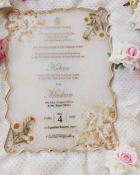 Resin Art Wedding Invitation Card, Resin Kankotri, Resin Wedding Card, Resin Invitation Card, Wedding Resin Art, Resin Invitation, Resin Wedding Invitation, Resin Wedding Gifts, Sahe Chithi