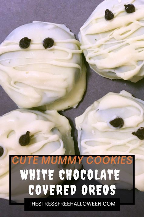 Looking for a fun and easy Halloween treat to make? Try these white chocolate-covered Oreo mummy cookies! With just a few simple ingredients, you can create a delicious and festive snack that’s perfect for parties or family fun. Mummy Oreos, White Chocolate Covered Oreos, Mummy Cookies, White Chocolate Oreos, Delicious Halloween Treats, Halloween Treats To Make, Halloween Cookie Recipes, Chocolate Dipped Oreos, Oreo Recipes