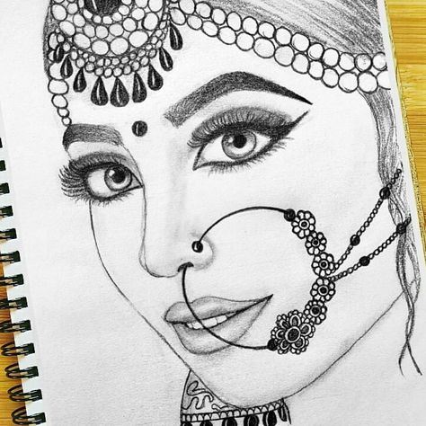 Dulhan Sketch Pencil, Dulhan Drawing Sketch, Dulhan Drawing, Mandala Practice, Pencil Sketches Easy, Pencil Drawing Images, Abstract Pencil Drawings, Butterfly Art Painting, Boho Art Drawings