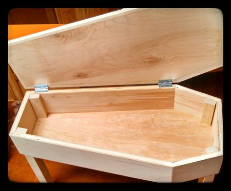 Handmade Coffin Coffee table at Hand Pick'D  in Morristown,Tn. ( for sale) Coffin Table Diy, Coffin Coffee Table Diy, Coffin Cabinet, Coffin Template, Spooky Interior, Coffin Table, Coffin Coffee Tables, Horror Crafts, Tortoise Table