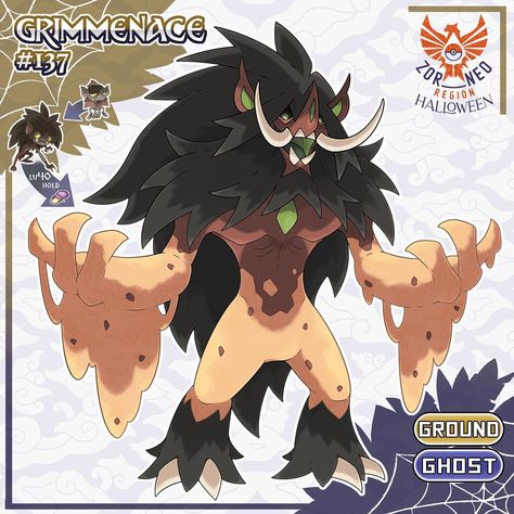 EJ su Instagram: "Your Zornean Morgrem has evolved at lv 40 at night while holding Soft Sand into GRIMMENACE, the menacing pokemon 👹 • It is able to have…" Zoroark Pokemon, Pokemon Badges, Pokemon Game Characters, Pokemon Dragon, Mega Pokemon, Pokemon Breeds, Oc Pokemon, Pokemon Alola, Pokemon Oc