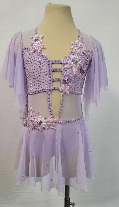 Lyrical Dance Costumes With Sleeves, Princess Dance Costumes, Lavender Dance Costume, Beautiful Dance Costumes, Cinderella Dance Costume, Freestyle Dance Outfits, Duet Costumes, Lyrical Dance Costumes Dresses, Lyrical Dance Costumes