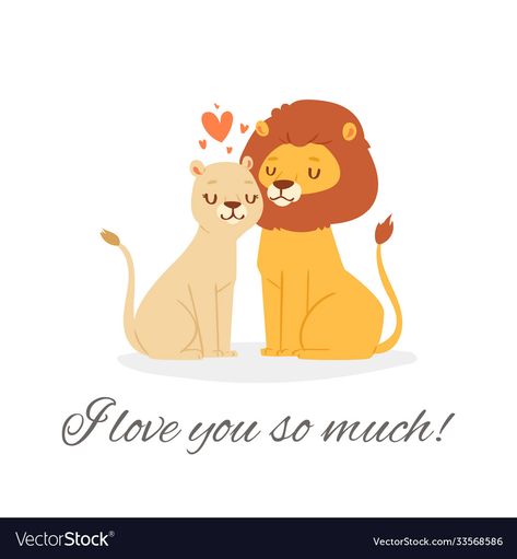 Couple Sitting Together, Lion Couple, Sitting Together, Couple Sitting, Manic Monday, Lion And Lioness, Celebration Card, Heart Illustration, Illustration Cartoon