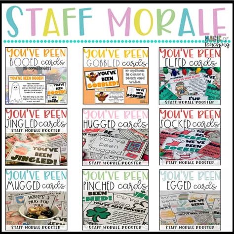 You've Been Kits for a Teacher and Staff Morale Booster - Staff Sunshine Pto Events, Staff Morale Booster, Morale Ideas, Staff Engagement, Teacher Appreciation Themes, Sunshine Committee, Teacher Morale, Teacher Motivation, Wellness Room