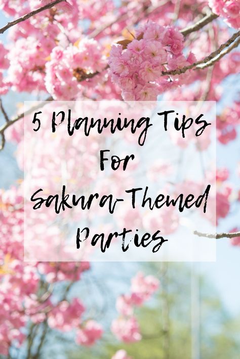 5 Planning Tips For Sakura-Themed Parties Cherry Blossom Theme Birthday Party, Sakura Theme, Dti Theme Cherry Blossoms, Sakura Themed Party, Cherry Blossom Balloons, Sakura Birthday Theme, Cherry Blossom Party, Raffle Prizes, Spring Party