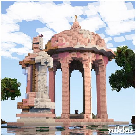 Pastel Pavillion 🌸🎨 #gazebo fans will see this and comment "hell yeah" this build is 100% survival friendly (except the water) - 🔦Shaders: Complimentary 🔧Built on: play.bakery.builders - Be sure to like, follow, and share with your friend who loves Minecraft! - #minecraft #mcpe #minecraftart #minecraftbuild #mcbuilds #minecraftbuilding #minecraftjava #minecraftarchitecture #minecraftonly #minecraftbuilds #minecraftideas #minecrafthouse #minecraftinspiration #minecrafthouses #minecraftcreati... Amethyst Bridge Minecraft, Cute Minecraft Sculptures, Romantic Builds Minecraft, Minecraft Magic Circle, Minecraft Stone Temple, Mermaid Castle Minecraft, Minecraft Island Town, Minecraft Wedding Venue Build, Swan Minecraft