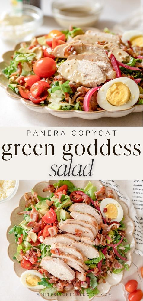 Panera Chicken Salad, Copycat Panera Salad, Panera Bread Salad, Panera Salad Recipes, Copycat Salad, Panera Cobb Salad Recipe, Green Goddess Caprese Melt Recipe, Panera Green Goddess Sandwich, Copycat Crisp And Green Salads