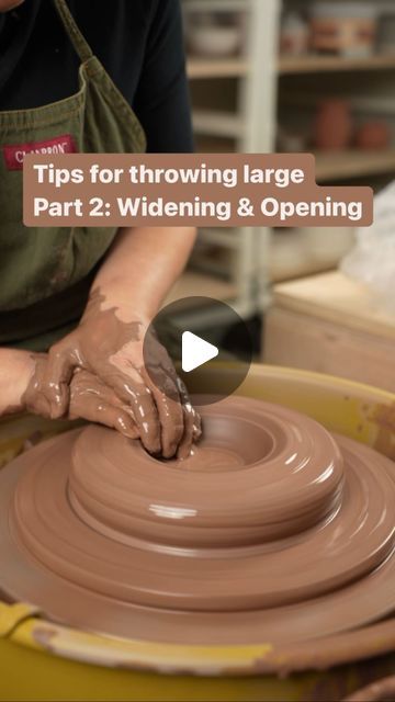 Twisted Clay Studio on Instagram: "This is a continuation of our videos on throwing large. Last time we centered 5 pounds of clay and here I am creating the opening and getting ready to pull our five pound pot.

#pottery #ceramics #handmade #clay #art #ceramic #ceramicart #stoneware #potterylove #instapottery #wheelthrown #handmadepottery #pottersofinstagram #handmadeceramics  #tableware #contemporaryceramics #potterystudio #artist #glaze #potter #potterylife #potteryteacher
#potterylife #potteryteacher #potterylesson #potteryhowto #potterytutorial" Pottery Pulling Up, Throwing A Plate On The Wheel, Throw Pottery Ideas, Thrown Ceramics Ideas, Pottery Videos Wheel, Throwing Pottery Videos, Centering Clay Pottery Wheel, Pottery Throwing Ideas, Pottery Ideas Wheel Thrown