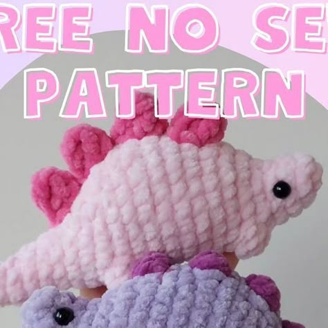 Natalia Sapunova on Instagram: "Pattern and design by @nooks_hooks 🌷 When publishing your works, please indicate the designer of the pattern" Amigurumi No Sew Dinosaur Free Pattern, Quick Easy Crochet Patterns, No Stuffing Crochet Patterns, No Sew Dinosaur Crochet, Crochet Dinosaur Pattern Free Easy, Free Crochet Plush Patterns, Crochet Plush Pattern Free, Crocheted Stuffies, Euro Dollar