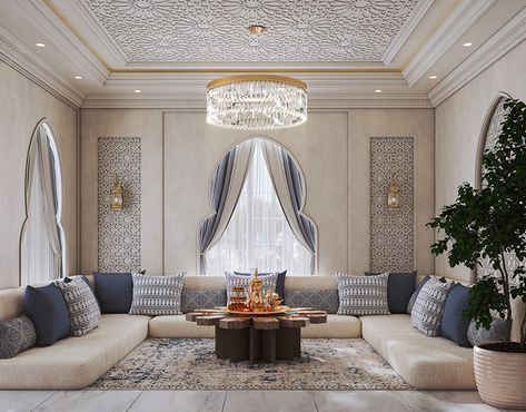 Turkish House Interior, Arabic Majlis Design, Moroccan Dining Room, Moroccan Dining, Majlis Design, Ottoman Architecture, Classical Interior Design, Turkish Restaurant, 3dmax Vray