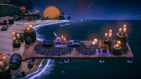 🖤🦇🕸 spooky hayes 🕷🦇🖤 on Twitter: "I’ve dubbed Salemfalls “witchy, candlecore” 🕯🖤🔮🪶🪴 #ACNH #AnimalCrossing… " Acnh Spooky Builds, Acnh Halloween Beach Ideas, Acnh Spooky Island Ideas, Acnh Haunted Island, Witchy Acnh Island, Spooky Acnh Island, Acnh Spooky Beach, Acnh Skull Lake, Acnh Spooky Forest