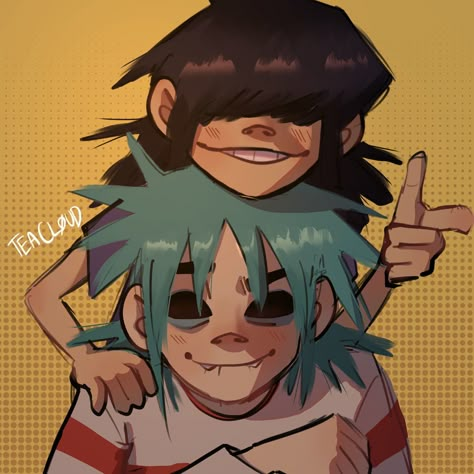 art by me, this isnt a ship 2d And Noodle, 2-d Gorillaz, Gorillaz Noodle, Cry A River, Gorillaz Fan Art, Monkeys Band, Gorillaz Art, Silly Bands, Halloween This Year