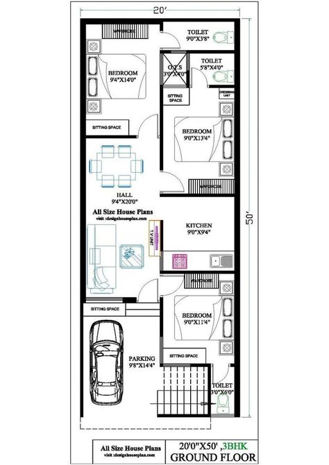 24×40 House Plans, 20x60 House Plans, 20x50 House Plans, 25×50 House Plan, 16 X 40 Floor Plans Layout, Bedroom Indian Style, 20 50 House Plan, Smart House Plans, 1000 Sq Ft House