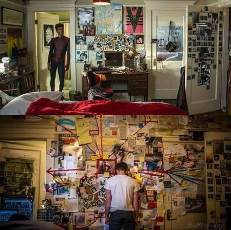 Peter Parker House, Peter Parker Bedroom, Spiderverse Cinematography, Peter Parker Room, Spider Man Room Ideas, Balto Film, Peter Parker Andrew Garfield, Spiderman Room, Parker Outfit