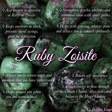 Ruby Zoisite Crystal Meaning, Ruby Fuschite Meaning, Ruby In Zoisite Meaning, Ruby Zoisite Meaning, Zoisite Crystal Meaning, Divine Spirituality, Magic Rocks, Space Cleansing, Crystal Grimoire