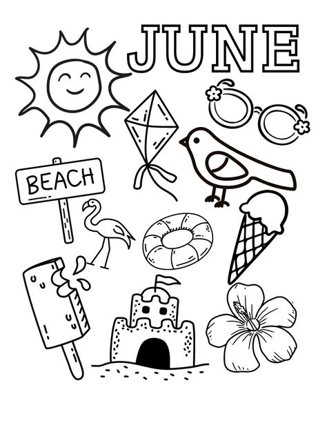 Welcome the summer months with this Free Printable Coloring Page for June! Perfect for homeschooling families and end of the year busy work for Kindergarten and Pre k. Pre K, Colouring Pages, Doodles, Free Printable Coloring Sheets, Free Printable Coloring Pages, Preschool Coloring Pages, Kindergarten Coloring Pages, Printable Coloring Pages, Free Kids Coloring Pages June Coloring Pages Free Printable, Coloring Pages Kindergarten, Coloring Sheets Free Printable, Beach Theme Preschool, Work For Kindergarten, Kindergarten Coloring, Christmas Countdown Diy, Free Printable Coloring Sheets, Free Kids Coloring Pages