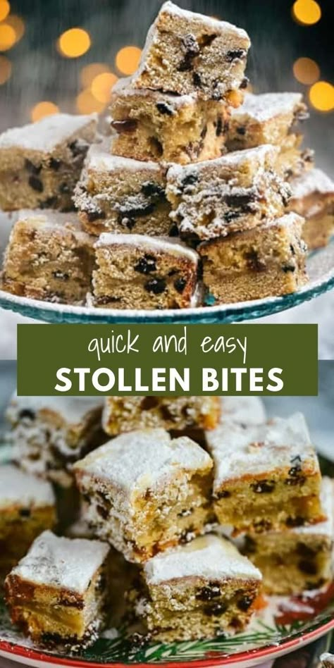 Stollen Cookies, Christmas Traybake Ideas, Stollen Bites, Stollen Bites Recipe, Butter Stollen Recipe, German Stollen Recipe, Stollen Cookie, Stollen Recipe Germany, Christmas Stollen Bread