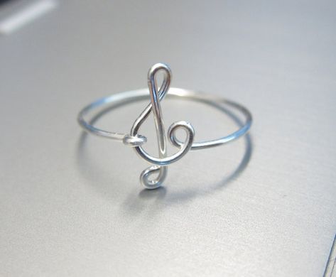 Sterling Silver Treble Clef Ring, Wire Treble Clef Ring, Silver Treble Clef Ring, Dainty Ring, Music Ring, Best Friend Ring, Music Note Ring Treble Clef Ring, Music Ring, Music Note Ring, Music Rings, Friend Rings, Schmuck Diy, Ring Wire, Jewelry Tips, Music Jewelry