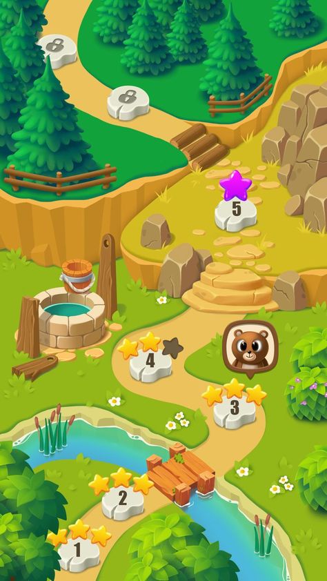 Mobile Game Background, Game Map Design, Scenario Game, Map Game, Picnic Games, Casual Game Art, Mystic Forest, Isometric Map, Map Games