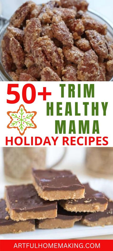 Stay on-plan and enjoy Christmas with over 50 Trim Healthy Mama holiday recipes! These THM recipes are perfect for Christmas, New Years, and any time you need a special treat or dessert! Trim Healthy Mama Recipes Dinner, Trim Healthy Mama Meal Plan, Paleo Christmas Recipes, Trim Healthy Mama Dinner, Trim Healthy Mama Recipe, Healthy Christmas Treats, Trim Healthy Mama Dessert, Trim Healthy Recipes, Trim Healthy Momma