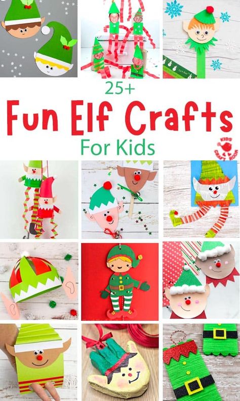 Elf Art For Kids, Easy Elf Crafts For Kids, Elf Ornaments Diy Kids, Elf Diy Crafts, Elf On The Shelf Crafts For Kids To Make, Christmas Elf Craft, Elf Crafts For Preschoolers, Christmas Elf Crafts For Kids, Elf Crafts For Kids