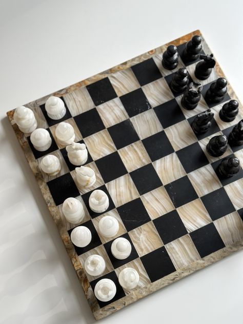 Such a cool, classy piece! Use for functional use or just for styling purposes. Would be so cute in a sitting room, on a bistro table, etc.

Game Room / Vintage Styling / Marble Chess Set / Bistro Game Table / Reading Room / Interior Design / Black & White / Vintage Items For Sale / Vintage Collection Coffee Table Chess Board, Interior Design Black, Table Reading, Chess Set Unique, Marble Chess Set, Vintage Chess Set, Elegant Coffee Table, Black Interior Design, Chess Table