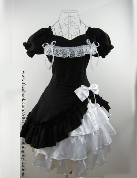 lil black dress hehe  love it! Black Frilly Dress Outfit, Goth Prom Dress Short, Black And White Matching Outfits, Goth Lolli Style, Lace Front Dress, Mini Prom Dresses, Lil Black, Lace Up Dress, Kawaii Dress