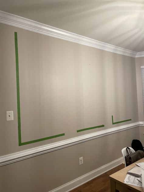 Molding Ceiling, 3 Picture Frame, Dining Room Renovation, Dining Room Paint, Dining Wall, Picture Frame Molding, Room Renovation, Chair Rail, Wood Filler