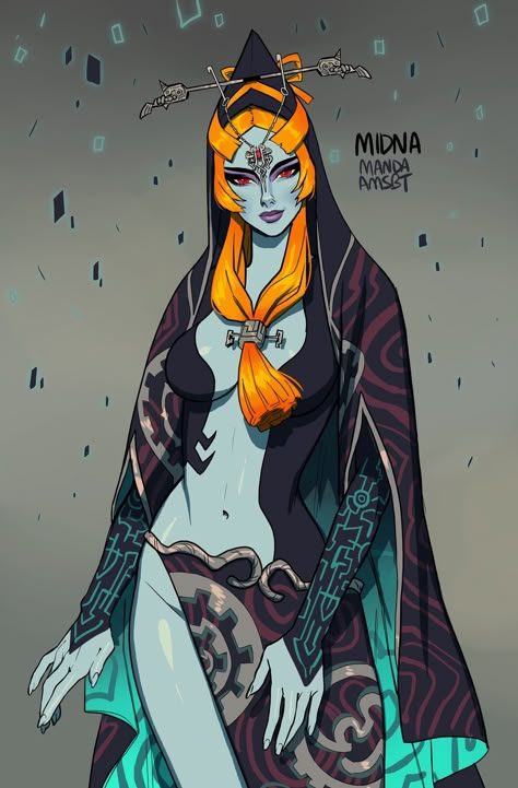 Princess Midna, Link And Midna, Twilight Princess Midna, Zombie Drawings, Princesa Zelda, Pop Characters, Nintendo Fan Art, Zelda Twilight Princess, League Of Legends Characters