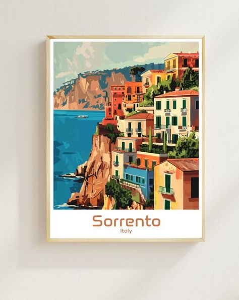 Sorrento Italy Travel Poster – Stunning Amalfi Coast Wall Art, Mediterranean Seaside Print, Scenic Italian Landscape Decor by BollyMolly on Etsy