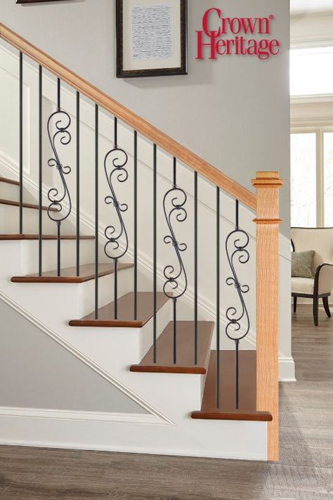 Staircase Layout, Stair Balusters, Iron Balusters, House Of Forgings Aalto 44-in Satin Black Wrought Iron Classic Stair Baluster, Stair Parts, Railing, New Construction, Wrought Iron, Classic Design