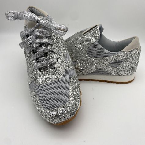 Womens Shoes. Custom Made Glitter Sparkle Shoes. Purchased As A Size 10 And They Are A Bit Short In Toe So They Fit More Like A 9.5. Unbranded. Never Worn. Beige Streetwear, Jordan 1 Low Women, Skechers Shape Ups, White Athletic Shoes, Keds Champion, Sparkle Shoes, Lace Sneakers, Shoes Custom, Light Weight Shoes