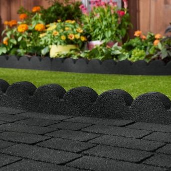 Rubberific 4-ft x 4-in SmartLoc Scallop Black Rubber Landscape Edging Section Stakes Included in the Landscape Edging department at Lowes.com Flowerbed Border, Edging For Flower Beds, Garden Edge, Landscape Edging, Garden Edging, Outdoor Landscaping, The Landscape, Landscaping Ideas, Walkway