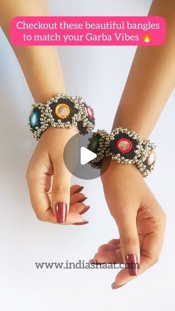 Navratri Bangles, Ghungroo Bangles, Mirror Bangles, Garba Jewellery, Jewellery Mirror, Navratri Look, Black Bangles, Navratri Jewellery, Mirror Jewellery