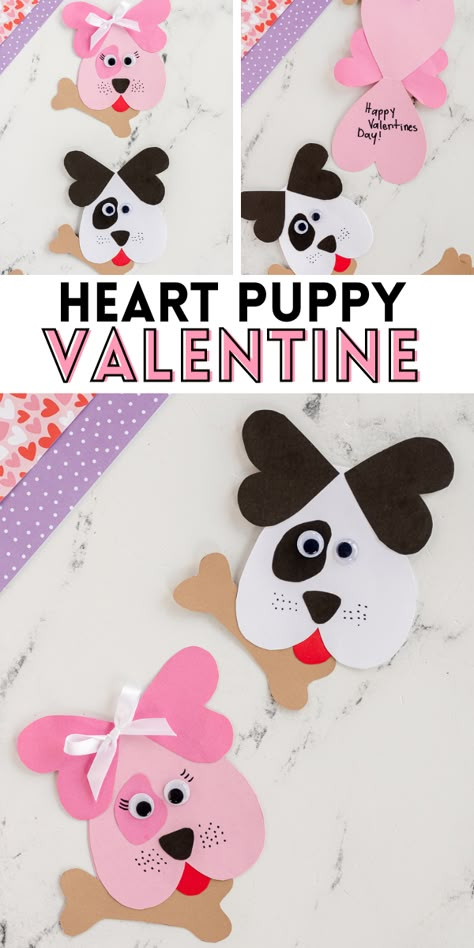 A simple heart puppy valentine is a fun paper craft for kids made from simple heart shapes - great for gifting to friends and family! Heart Puppy Dog Craft, Valentine Gift Ideas For Family, Valentine Puppy Craft, Puppy Heart Craft, Fun Easy Valentines Crafts For Kids, Homemade Valentines Day Cards For Kids Classroom, Homemade Toddler Valentines Cards, Cute Diy Valentines For Kids, Valentines Cards For Kids Diy