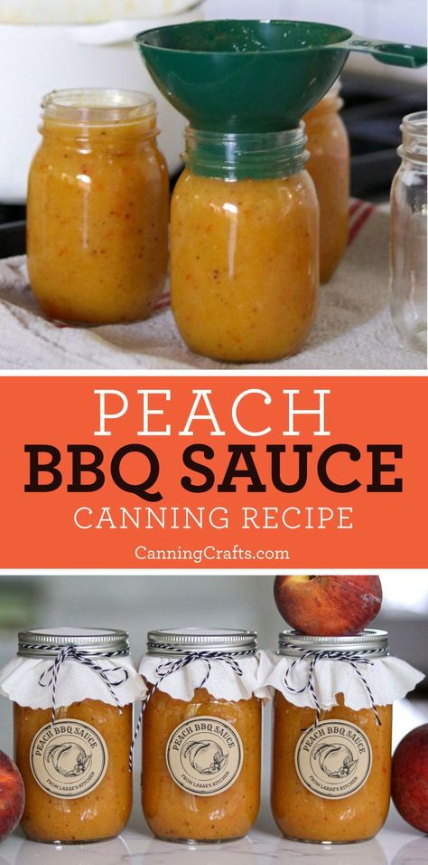 Bbq Sauce Canning, Peach Bbq Sauce Recipe, Peach Bbq, Cold Pasta Dishes, Water Bath Canning Recipes, Easy Canning, Pressure Canning Recipes, Canning Peaches, Barbeque Recipes