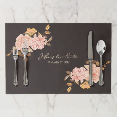 Rose Wedding Reception, Placemat Wedding, Placemat Ideas, Botanical Wedding Inspiration, Tie The Knot Wedding, Wedding Reception Dinner, Marriage Design, Country Ideas, Diy Wedding Reception