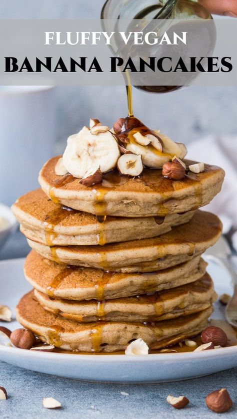 Vegan Breakfast Pancakes, Healthy Eggless Pancakes, Vegan American Pancakes, Banana Pancakes Vegan, Eggless Banana Pancakes, Healthy Vegan Pancakes, Vegan Banana Pancakes, Vegan Pancake Recipes, Vegan Breakfasts