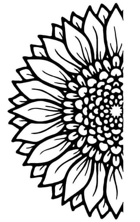 Half Sunflower Svg, Half Sunflower, Sunflower Coloring Pages, Traditional Tattoo Designs, Sunflower Drawing, Sunflower Svg, Wood Burning Crafts, Pola Sulam, Desenho Tattoo