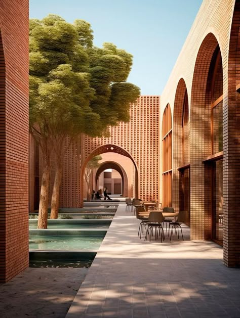 Cottage Style Architecture, Modern Middle Eastern Architecture, Outdoor Walls Ideas, Moroccan Architecture Traditional, Arch Architecture Modern, Islamic Architecture House, Arches Architecture, Iranian Design, Modern Islamic Architecture