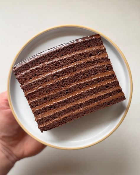 Triple Chocolate Layer Cake Multi Layer Chocolate Cake, Chocolate Layer Cake Recipe, Chocolate Mirror Glaze, Menu Recipe, Multi Layer Cake, Triple Chocolate Cake, Hazelnut Praline, Layer Cake Recipes, Chocolate Layer Cake