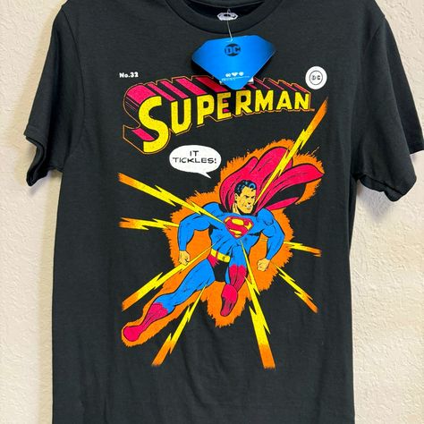 Black Comic Styled Tee Shirt. Men’s Small. Vibrant Graphic. Nwt. Dc Comics Shirts, Superman T Shirt, Black Comics, Comic Styles, Shirt Men, Fashion Tees, Superman, Dc Comics, Tee Shirt