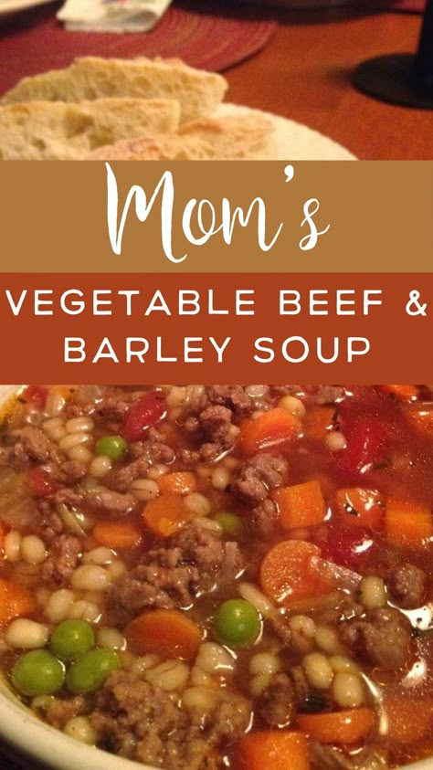 Vegetable Beef Soup With Barely, Beef And Barley Vegetable Soup, Beef Barley Soup Recipes With Hamburger, Veg Beef Barley Soup Recipes, Beef Barley Vegetable Soup Recipes, Small Batch Beef Barley Soup, Vegetable Beef Barley Soup Recipe, Beef Barley Soup With Ground Beef, Vegetable Soup With Barley