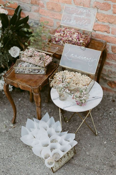 Dried Flower Toss Wedding, Petal Station Wedding, Petal Station, Confetti Station, Petal Toss Station, Viviana Core, Flower Station, Petal Toss Wedding Photo, Wedding Petal Toss Sign