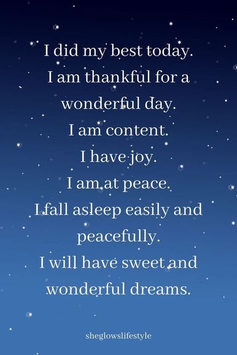 #affirmations #lawofattraction Before You Go To Sleep Quotes, Sleep Affirmations Sweet Dreams, Positive Quotes Before Sleep, Night Time Affirmations Sleep, Positive Night Quotes, Night Manifestation, Night Affirmations Before Sleep, Night Time Quotes, Night Time Affirmations