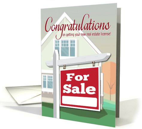 Congratulations on Earning Real Estate License with Home and For Sale card Real Estate Exam, Realtor License, Real Estate License, Coloring Pages For Girls, How Train Your Dragon, Preschool Worksheets, Greeting Card Design, How To Train Your, Business Card Template