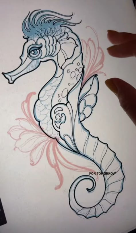 Sea Horse Tattoo Design, Seahorse Tattoo Design, Project Worksheet, Seahorse Drawing, Bio Organic Tattoo, Seahorse Tattoo, Organic Tattoo, Pirate Tattoo, Food Tattoos