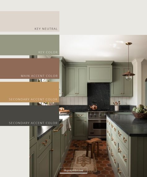 How to Pick a Cohesive Color Palette for Interior Design | The Gem Picker Kitchen Color Pallet, Herringbone Hardwood Floors, Olive Green Paints, Color Palette For Interior, Color Journal, Bedroom Built Ins, Interior Design Course, House Paint Colors, Color Palette Yellow