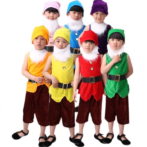 Christmas Costumes For Kids, Dwarfs Costume, Seven Dwarfs Costume, Christmas Performance, Christmas Elf Costume, Funny Cosplay, Snow White Costume, Children Christmas, Elf Costume